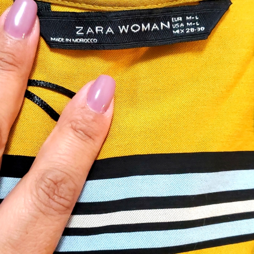 Zara Sequin Birds Striped Kimono/Blouse Wrap Top - Picture 5 of 6